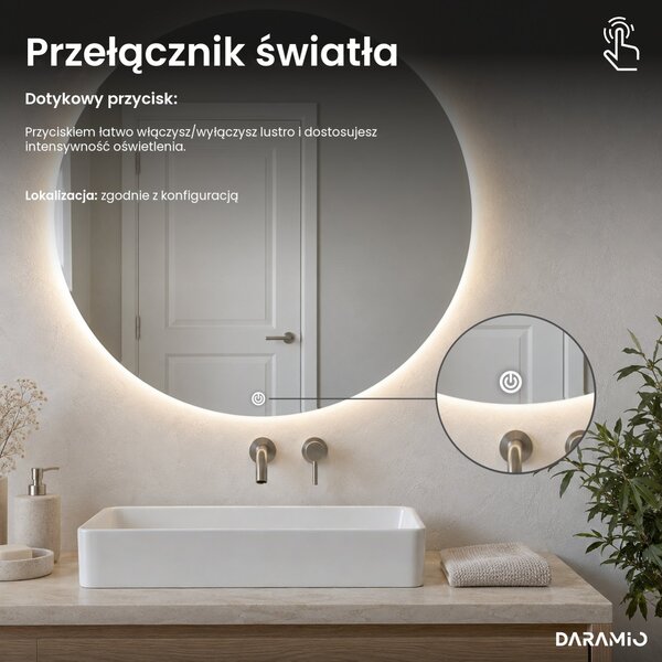 Lustro łazienkowe półokrągłe LED E7