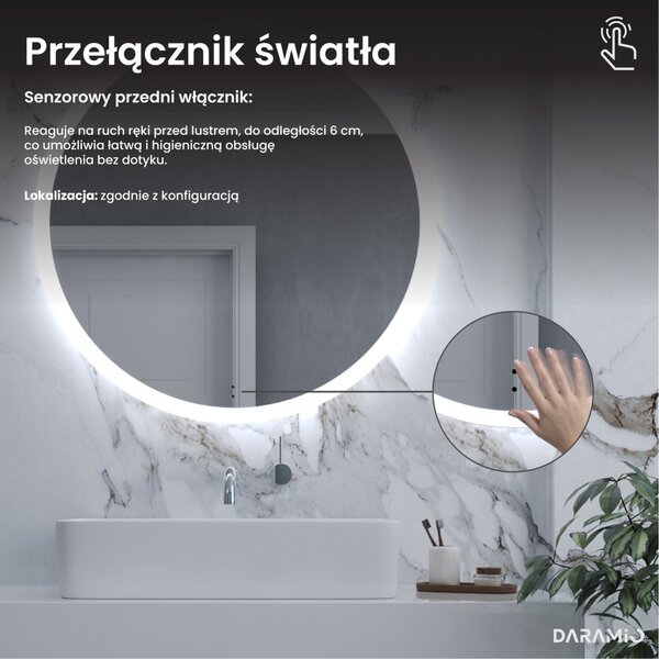 Lustro łazienkowe półokrągłe LED E7