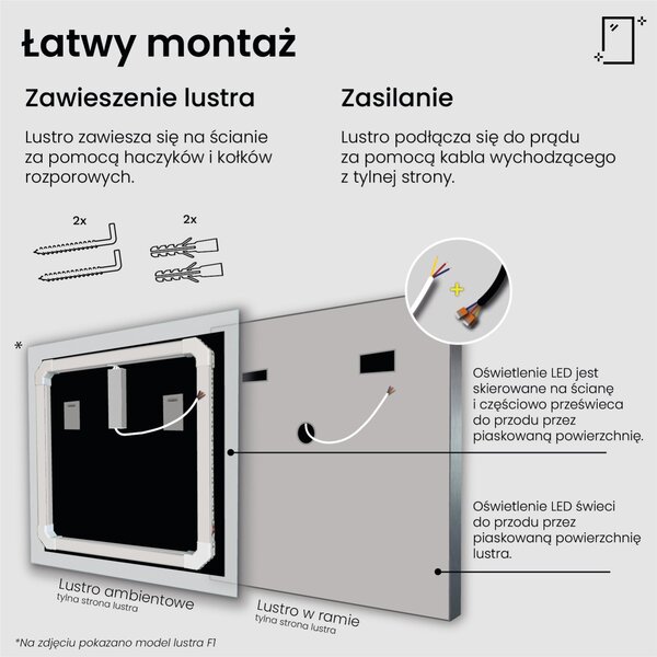 Lustro łazienkowe półokrągłe LED E7