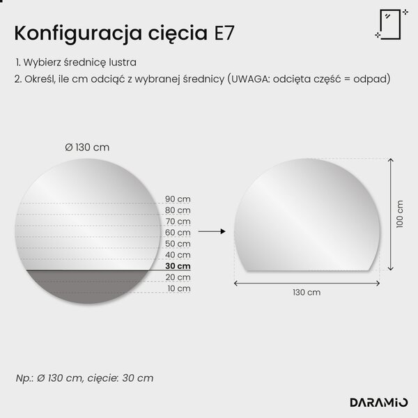 Lustro łazienkowe półokrągłe LED E7