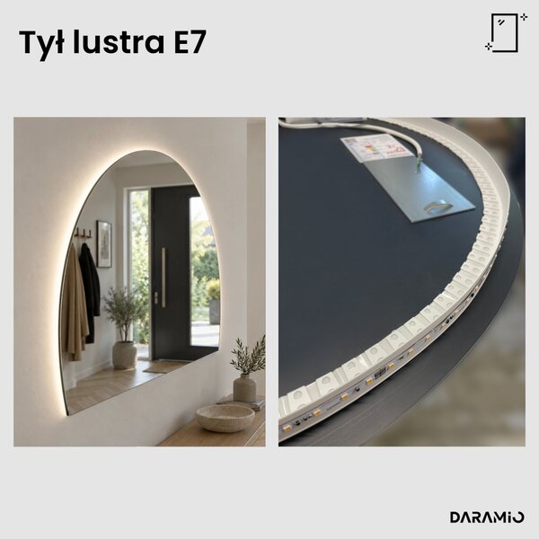 Lustro łazienkowe półokrągłe LED E7