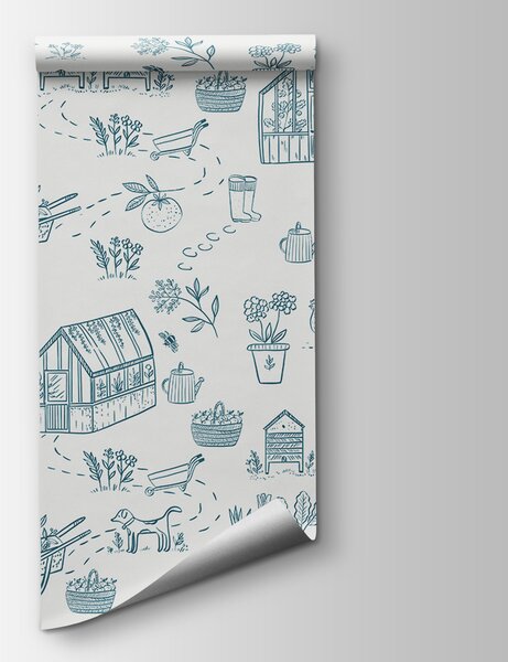 Fototapeta Wzór narzędzi ogrodniczych i roślin, Fototapety design, Popularne Fototapety, w00254 - Tapeko.pl