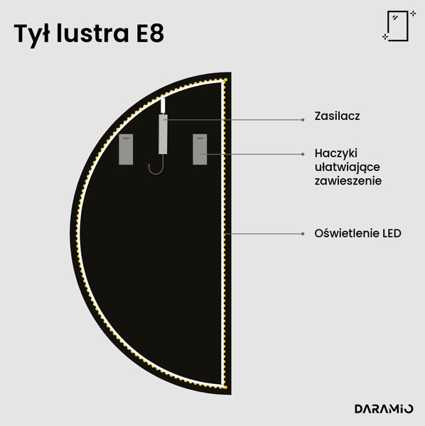 Lustro łazienkowe półokrągłe LED E8