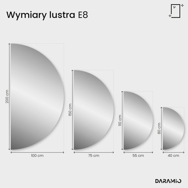 Lustro łazienkowe półokrągłe LED E8