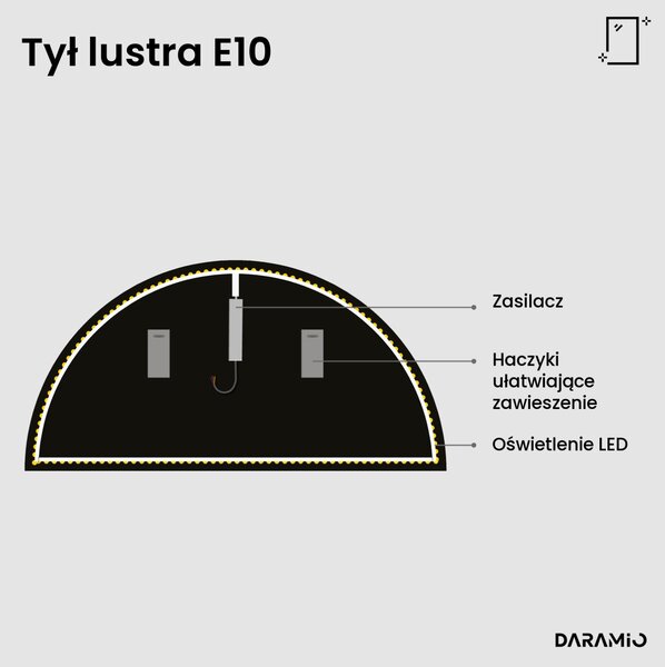Lustro łazienkowe półokrągłe LED E10