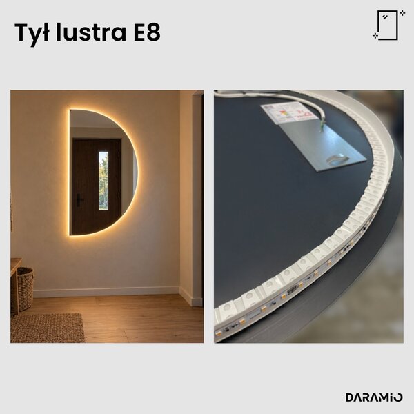 Lustro łazienkowe półokrągłe LED E8