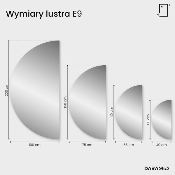 Lustro łazienkowe półokrągłe LED E9