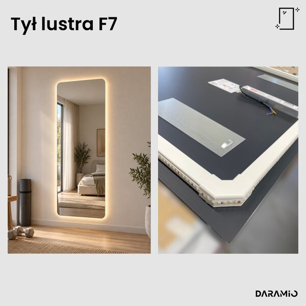 Lustro łazienkowe LED z zaokrąglonymi rogami F7