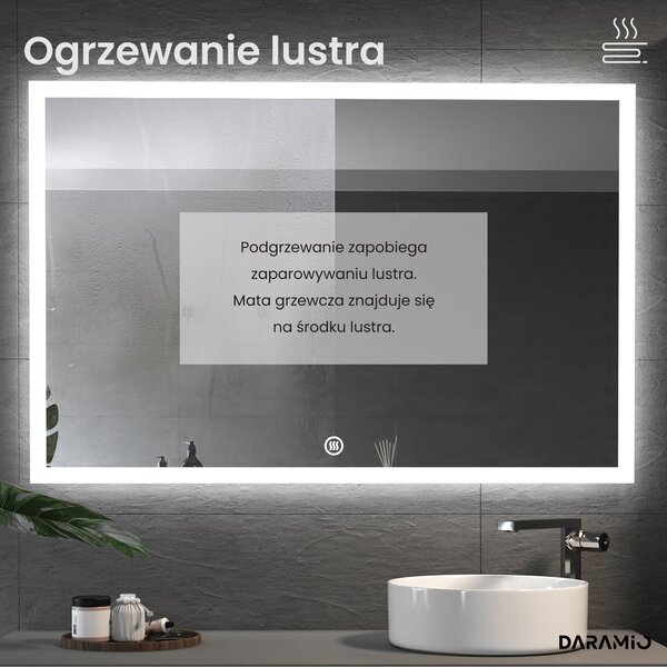 Lustro łazienkowe LED z zaokrąglonymi rogami F7