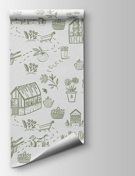 Fototapeta Wzór narzędzi ogrodniczych i roślin, Fototapety design, Popularne Fototapety, w00254v4 - Tapeko.pl