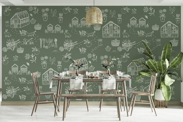Fototapeta Wzór przedmiotów rolniczych, Fototapety design, Popularne Fototapety, w00254v2 - Tapeko.pl