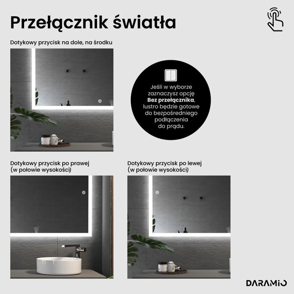 Lustro łazienkowe LED z zaokrąglonymi rogami F7