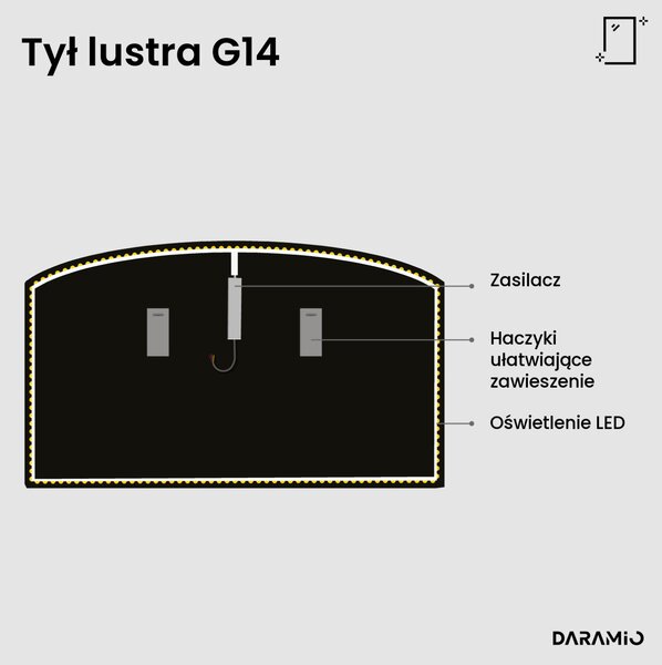 Duże lustro łazienkowe łukowe LED G14