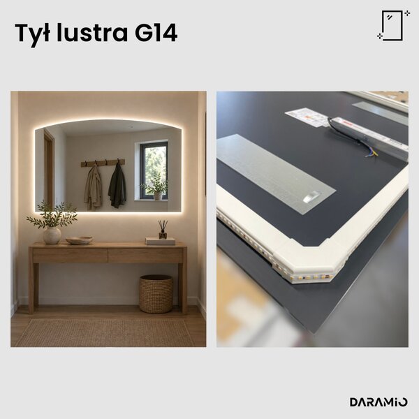 Duże lustro łazienkowe łukowe LED G14