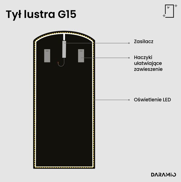 Duże lustro łazienkowe łukowe LED G15