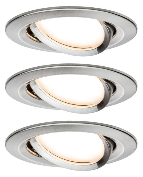 Paulmann Paulmann, zestaw 3 lamp punktowych Nova Coin, okrągłe, obrotowe, z możliwość ściemniania, aluminiowy / szary / cynkowy, przedpokój, aluminium, nowoczesny