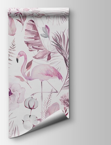 Fototapeta Wzór kwiatów i flamingów, Fototapety z zwierzętami, Popularne Fototapety, w00507v2 - Tapeko.pl