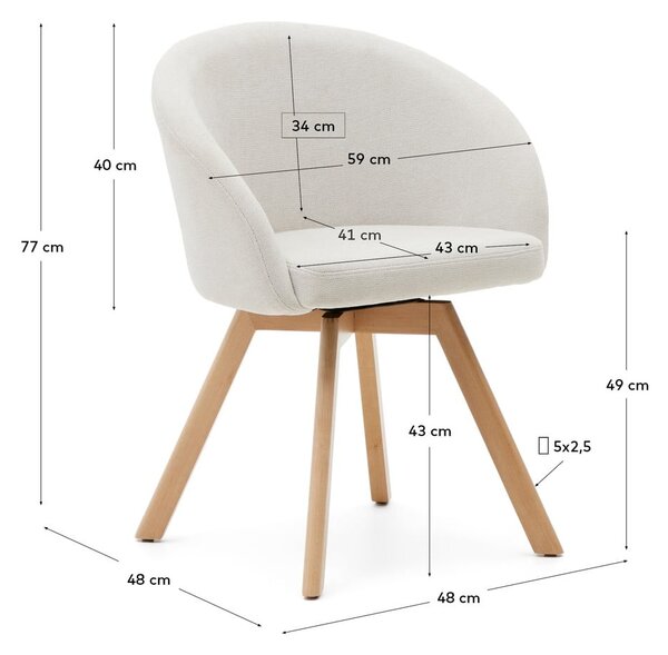 Kremowy tapicerowany fotel jadalniany Marvin – Kave Home