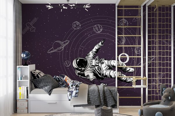 Fototapeta Astronauta unoszący się w przestrzeni kosmicznej, Fototapety Kosmos, Popularne Fototapety, w00712v1 - Tapeko.pl