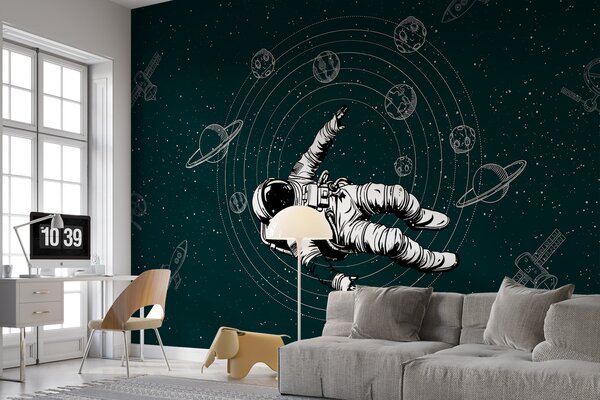 Fototapeta Astronauta unoszący się w przestrzeni kosmicznej, Fototapety Kosmos, Popularne Fototapety, w00712v2 - Tapeko.pl