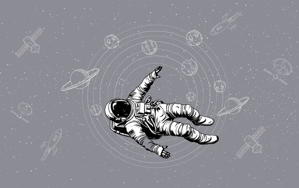 Fototapeta Astronauta unoszący się w przestrzeni kosmicznej, Fototapety Kosmos, Popularne Fototapety, w00712v4 - Tapeko.pl