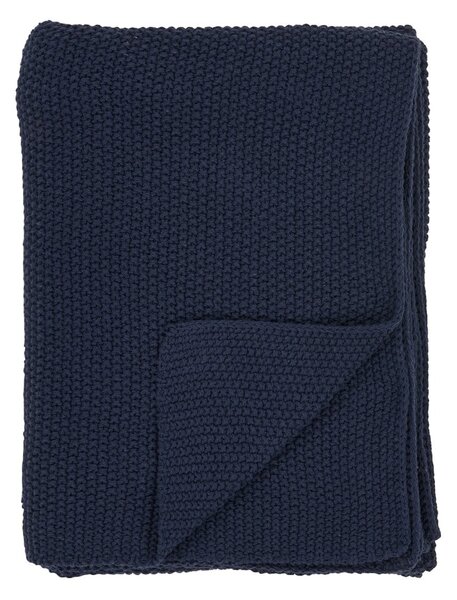 Ciemnoniebieski koc z bawełny z recyklingu 130x170 cm Santos – House Nordic