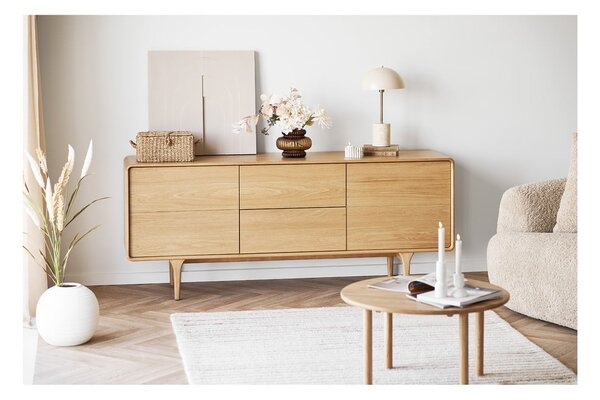 Okrągły stolik z litego drewna dębowego w naturalnym kolorze ø 70 cm Jena – House Nordic