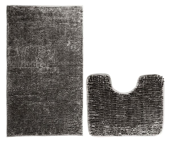 Ciemnoszare dywaniki łazienkowe do WC zestaw 2 szt. 80x50 cm Bati – Restilo