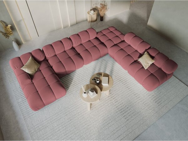 Różowa aksamitna sofa 379 cm Bellis – Micadoni Home