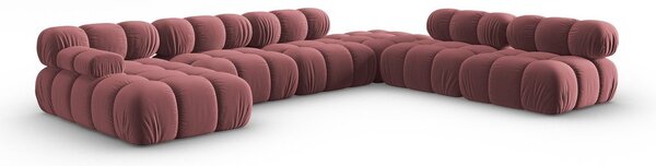 Różowa aksamitna sofa 379 cm Bellis – Micadoni Home