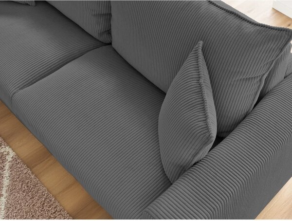 Szara sztruksowa rozkładana sofa 225 cm Augustin – Bobochic Paris