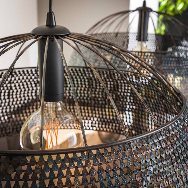 ZIJLSTRA Lampa wisząca Setengah, możliwość ściemniania, czarny, salon / jadalnia, metal, vintage