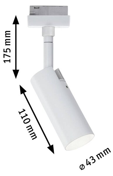 Paulmann URail Tubo spot LED, biały, biały / opal, salon / jadalnia, metal