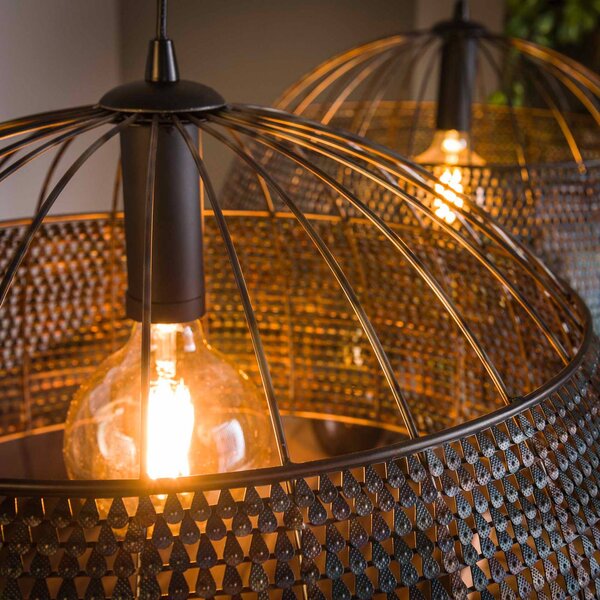 ZIJLSTRA Lampa wisząca Setengah, możliwość ściemniania, czarny, salon / jadalnia, metal, vintage