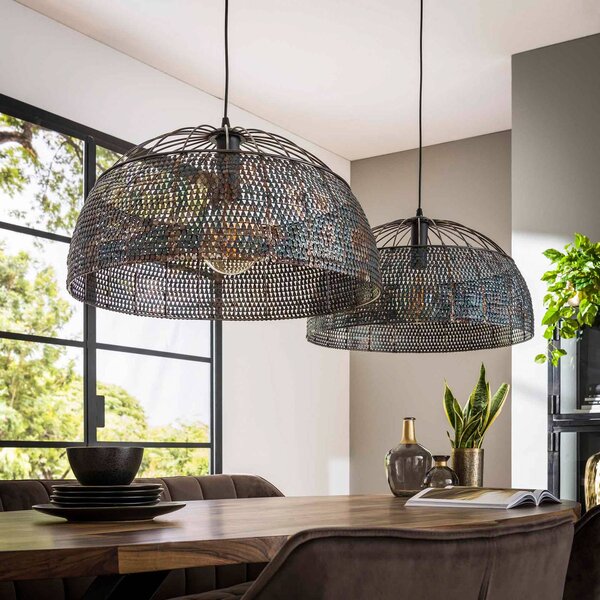 ZIJLSTRA Lampa wisząca Setengah, możliwość ściemniania, czarny, salon / jadalnia, metal, vintage