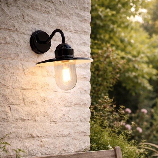 Nowoczesna lampa ścienna zewnętrzna czarna IP44 - Kansas
