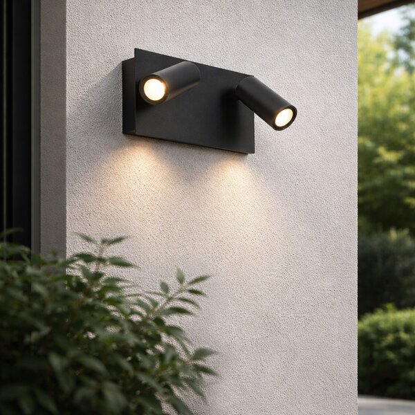 Nowoczesna lampa ścienna zewnętrzna czarna z LED 2-światłowa IP54 - Simon