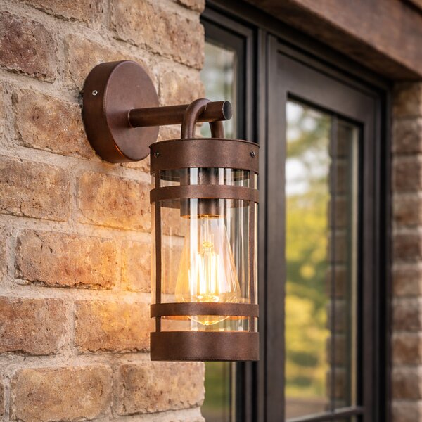 Industrialna lampa ścienna zewnętrzna rdzawo-brązowa IP44 - Ruben