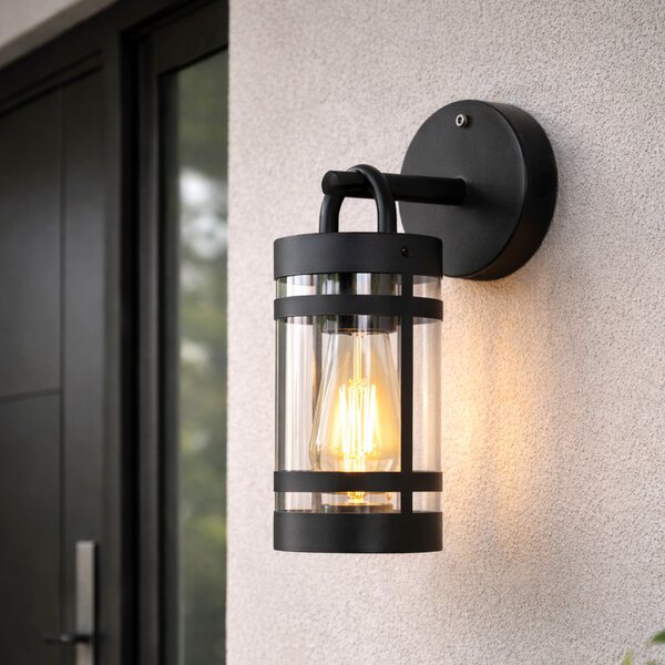 Lampa ścienna zewnętrzna czarna IP44 z czujnikiem zmierzchu - Ruben