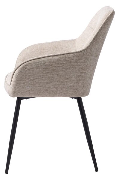 Beżowy tapicerowany fotel jadalniany z podłokietnikami Nolan – Unique Furniture