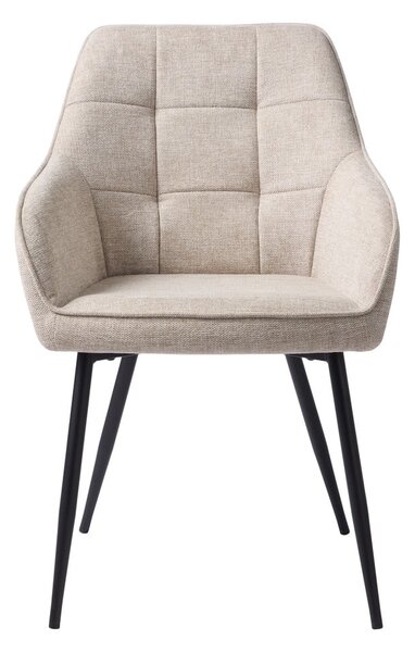 Beżowy tapicerowany fotel jadalniany z podłokietnikami Nolan – Unique Furniture