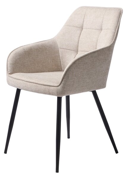 Beżowy tapicerowany fotel jadalniany z podłokietnikami Nolan – Unique Furniture