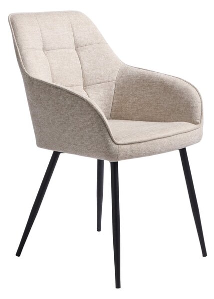 Beżowy tapicerowany fotel jadalniany z podłokietnikami Nolan – Unique Furniture