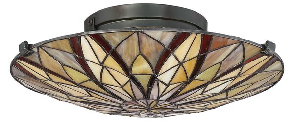 QUOIZEL Lampa sufitowa tiffany Victory, możliwość ściemniania, multikolor, salon / jadalnia, szkło, tiffany