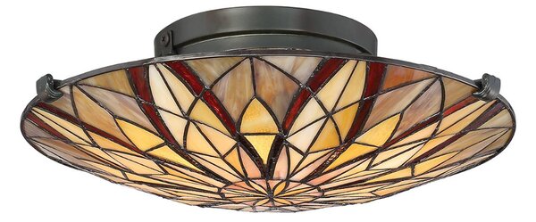 QUOIZEL Lampa sufitowa tiffany Victory, możliwość ściemniania, multikolor, salon / jadalnia, szkło, tiffany