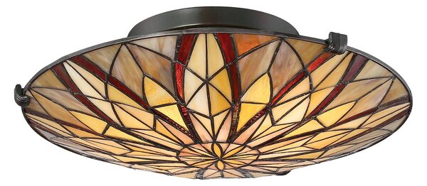 QUOIZEL Lampa sufitowa tiffany Victory, możliwość ściemniania, multikolor, salon / jadalnia, szkło, tiffany