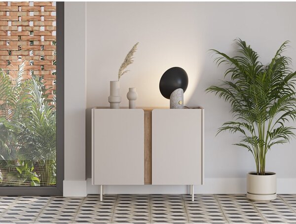 Kremowo-naturalna szafka w dekorze dębu 100x82,5x40 cm Lucile – Marckeric