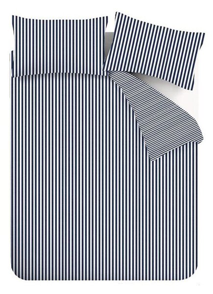 Ciemnoniebieska flanelowa pościel jednoosobowa 135x200 cm Stripe – Catherine Lansfield