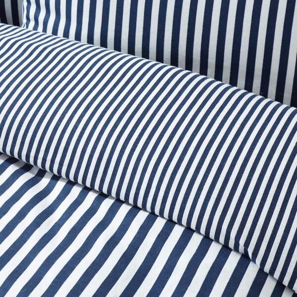 Ciemnoniebieska flanelowa pościel jednoosobowa 135x200 cm Stripe – Catherine Lansfield