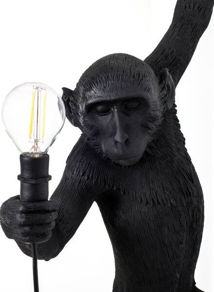 SELETTI Kinkiet zewnętrzny LED Monkey Lamp, lewa czarna Lamp, czarny, tworzywo sztuczne, design